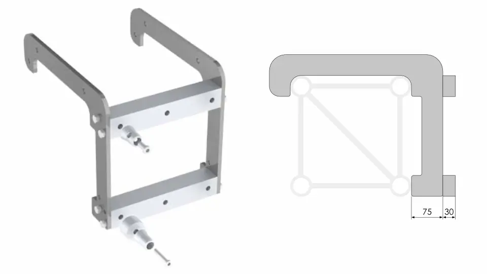 Technische Darstellung Truss-Verbinder Hang-on82 von sixty82 - im Vertrieb bei avenion